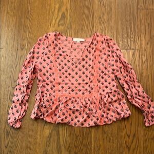 LOFT Peach Floral Blouse